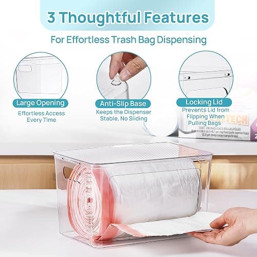 Vtopmart 2 Pack Trash Bag Holder, Stackable Garbage Bag Dispenser for 13/30/33 Gallon Bags, Clear Organizer Bins for Under Kitchen Sink, Laundry Room Organization and Storage thumbnail 4