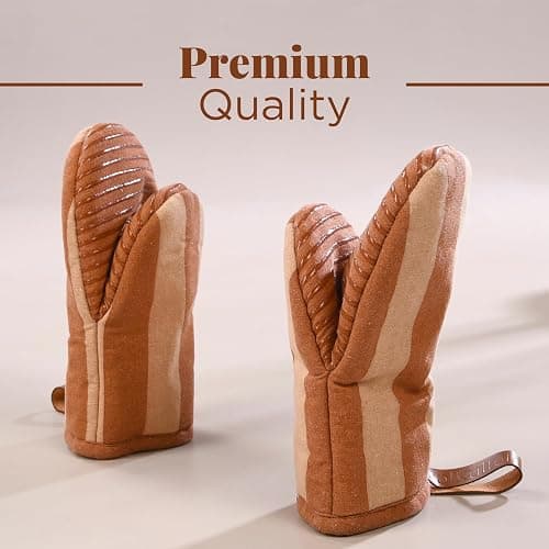 Folkulture Mini Oven Mitts Heat Resistant | (5.75x9) Set of 2 Orange Oven Mittens | Short Oven Gloves with Hanging Loop, Oven Mits | Kitchen Mittens for Home, Small Oven Accessories for Baking thumbnail 4