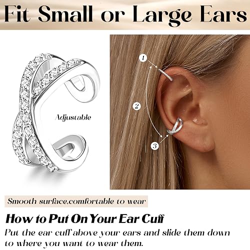 FUNRUN JEWELRY 12Pcs Ear Cuff Earrings for Women Non Piercing 14K Gold Plated Ear Cuffs Non Pierced Clip on Cartilage Earring Adjustable Fake Earrings thumbnail 2