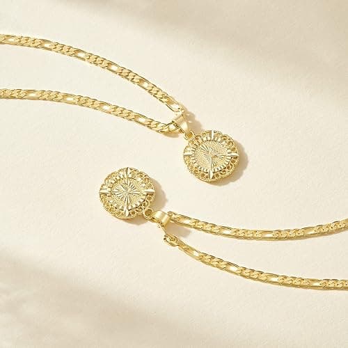KissYan Initial Necklaces for Women, 14K Gold Plated Round Letter Pendant Capital Monogram Necklace Alphabets from A-Z Figaro Chain Jewelry thumbnail 5
