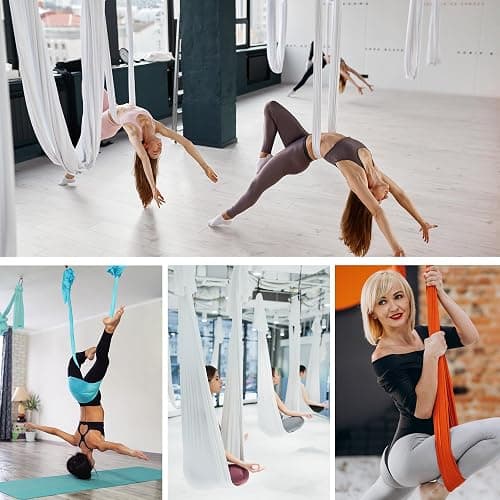 ZYOSJK 5.5 Yards Aerial Silk Swing Outdoor Hammock Aerial Yoga Swing For Adults,Aerial Yoga Hammocks for outside thumbnail 4
