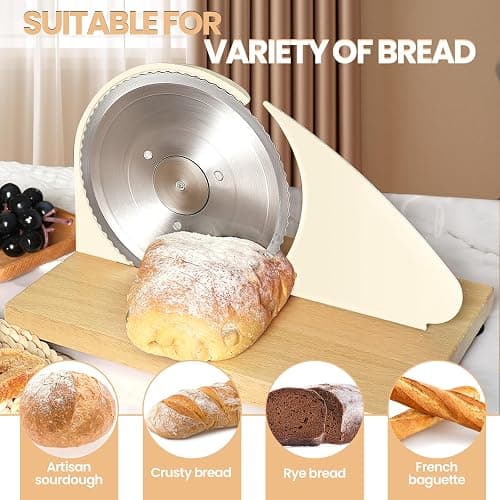Manual Bread Slicer for Homemade Sourdough Bread, Adjustable Thickness&Evenly Slicing, Hand Crank Bread Slicer with Scale Line and Suction Cup, Serrated Blade Design, Patent:USD105861 thumbnail 6