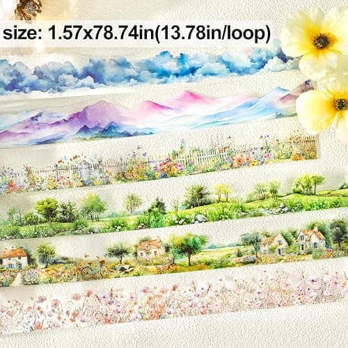 MiyouLuna 6 Rolls Transparent PET Tape Set, Nature Landscape Decorative Stickers for Scrapbooking, Journaling, DIY Crafts, Waterproof Craft Supplies with Decorative Clip thumbnail 3