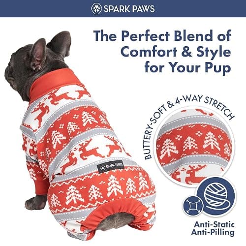 Spark Paws Dog Christmas Pajama, Dog Recovery Suit Male, Onesie, Ultra-Soft and 4-Way Stretch, for Small Medium and Large Breeds - Winter Wonderland - 4XL thumbnail 3