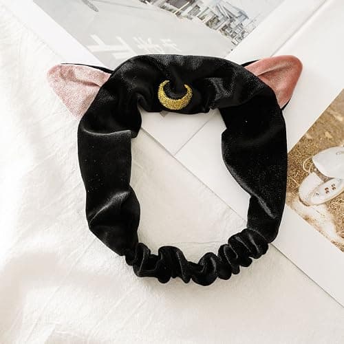 Ziper Cute Cat Usagi Moon Cosmetic Hairband shower headband (Black) thumbnail 5