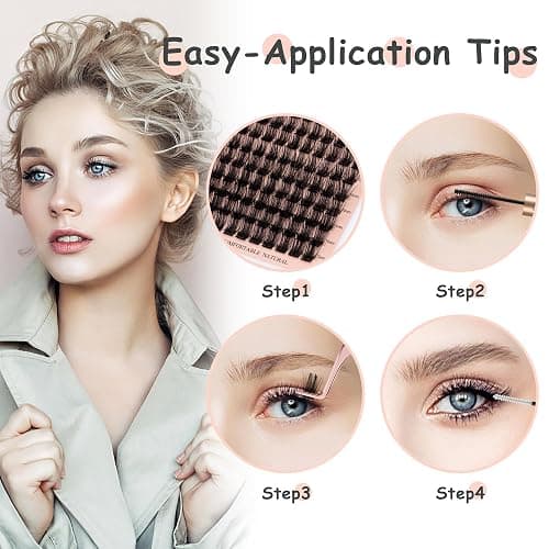 YOONOYA Lash Clusters 144 PCS Individual Lashes 12mm Eyelash Clusters D Curl Thick Cluster Eyelash Extensions Natural Wispy Cluster Lashes Reusable Volume Lash Clusters Lasting Lash (QD-12mm) thumbnail 4