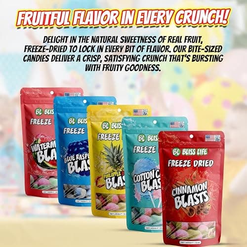 Bliss Life Cotton Candy Freeze Dried Sugar Candy from TikTok, ASMR Crunchy Candy, Spicy Sweet and Sour Kids Snacks, Unique Novelty Snack for Kids 1.5oz thumbnail 5