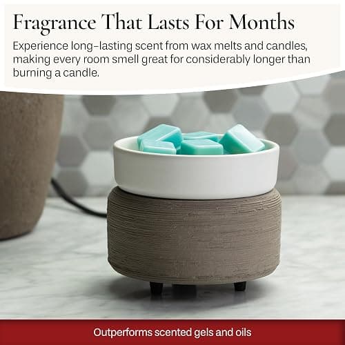 Candle Warmers ETC 2-in-1 Candle and Fragrance Warmer for Warming Scented Candles or Wax Melts and Tarts with to Freshen Room, Gray Texture thumbnail 4