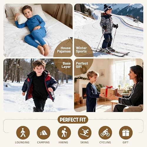 American Trends Boys Thermal Underwear Set Toddler Long Johns Set Fleece Lined Base Layer Winter Thermals Sets for Kids thumbnail 6
