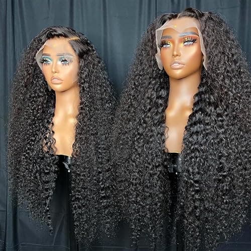 KVFCT 30 Inch Deep Wave Lace Front Wigs Human Hair 13x6 HD Transparent Deep Wave Lace Front Wigs for Women 200% Density Curly Lace Front Wig Pre Plcked Deep Wave Wigs with Baby Hair thumbnail 3