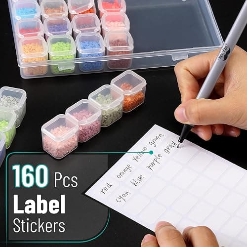 Mr. Pen-28 Grids, 2 Pack, Bead Storage Containers with 160pcs Label Stickers, Diamond Art, Bead Box, Diamond Painting Organizer thumbnail 4