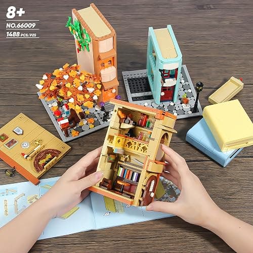 Bookends Building Set for Adult, Home Bookshelf Insert Decoration Building, Bookcase Miniature House Model Building for Adults, 1488pcs thumbnail 5