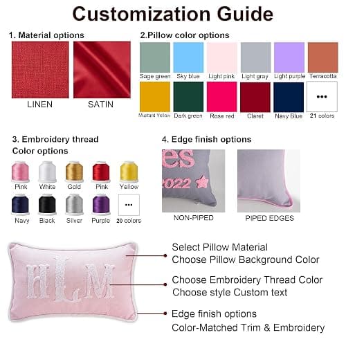 Easycosy Custom Embroidered Monogram Pillow，Personalized Couples Name Wedding Decorative Throw Pillows，Customized Pillow Case for Bed Room Couch Accent, Her Him Gifts thumbnail 6
