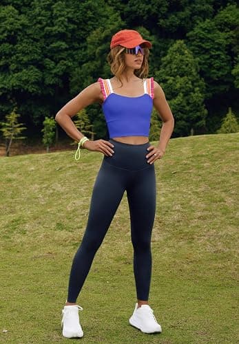 LAMISSCHE Womens Cropped Workout Tank Tops Padded Sports Bra Time Out Tank Ruffle Athletic Yoga Gym Camisole Tops thumbnail 6