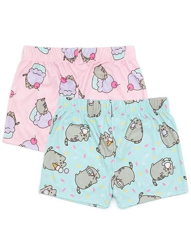 Pusheen Girls Pajama Set | 2 Pack Multicoloured Short Sleeve T-Shirt with Shorts Nightwear PJs For Kids thumbnail 7