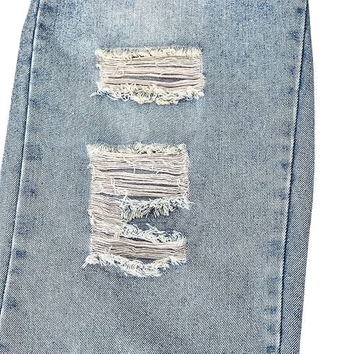 Nivne Tco Teen Girls Jeans Vintage Distressed Ripped Frayed Details Zipper Fly Casual Wide Leg Denim Pants with Pockets thumbnail 5