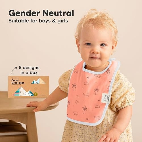 KeaBabies 8-Pack Organic Baby Bibs for Boys, Girls - Super Absorbent Cotton Drool Bibs for Baby Girl & Boy, Teething Toddler, Drooling Newborn, Ultra Soft & Machine Washable (Lunaris) thumbnail 9