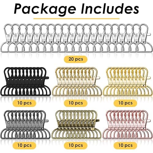 Swivel Clasp Hooks, Anezus 80Pcs Key Chain Clip Hooks, D Ring Clip Lanyard Hardware for Keychain Making, Lanyard Making, Purse Hardware, DIY Craft (3/4” Inside Width) thumbnail 6