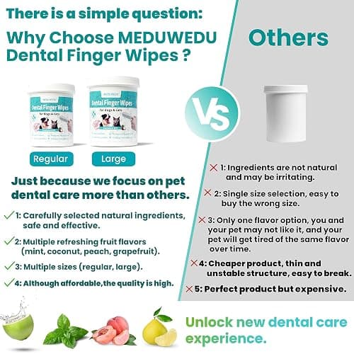 MEDUWEDU Dental Care Finger Wipes 60 Counts,Teeth Cleaning Finger Wipes for Dogs & Cats,Reduces Plaque & Supports Oral Freshness, Coconut Scent thumbnail 7