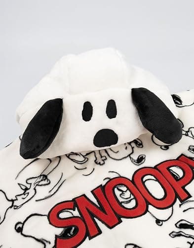 Peanuts Snoopy Womens White Blanket Hoodie | Cosy Fleece with 3D Ears | Long Sleeve Hooded Loungewear for Relaxation | Character Print | Comfortable Indoor Wear Merch thumbnail 6