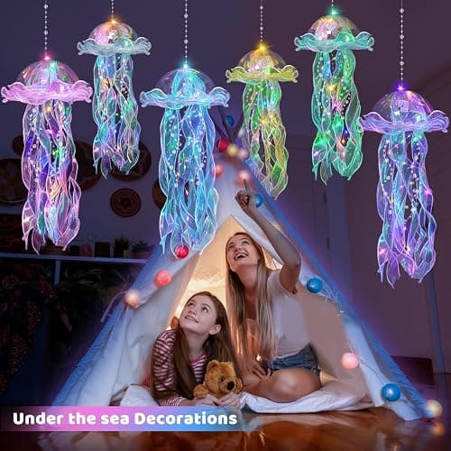 YOVIWEI Jellyfish Decor - 12 Pcs Jellyfish Lanterns for Under the Sea Decorations, Hanging Jelly Fish Decoration for Mermaid Theme Party & Birthday Gifts for Women Girls (6 Colors) thumbnail 5