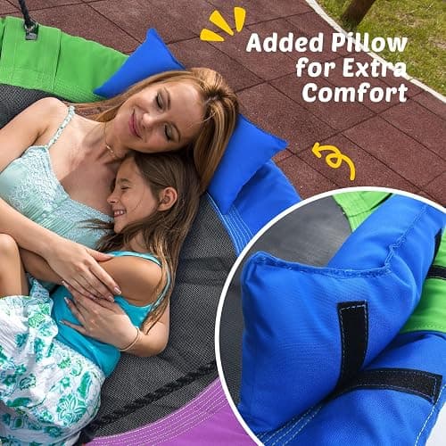 Trekassy 700lbs 40“ Saucer Tree Swing for Kids Adults Outdoor 900D Oxford Waterproof with Pillow, Swivel, 2pcs Tree Hanging Straps thumbnail 2