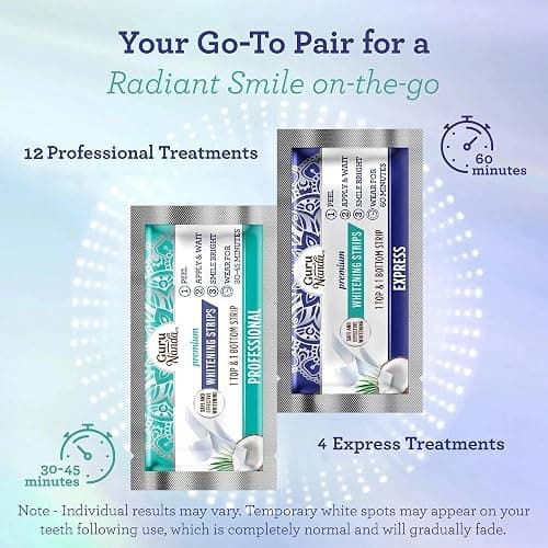 GuruNanda Teeth Whitening Strips - 16-Day Treatment with Non-Slip, Dry Strip Technology - Whitening Designed with Care for a Brighter Smile thumbnail 5