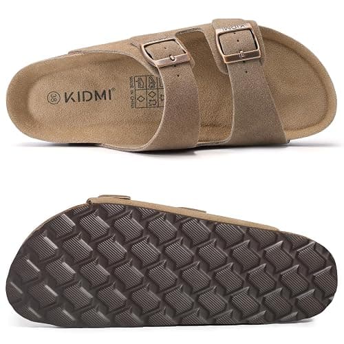 KIDMI Unisex Summer Sandals Arch Support Cork Footbed Slide Sandals with Double Adjustable Buckle for Women Men thumbnail 5