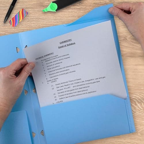 Five Star 2-Pocket Folder, Plastic Folder with Stay-Put Tabs, Fits 3-Ring Binder, Holds 8-1/2" x 11" Paper, Pacific Blue (333420C-ECM) thumbnail 7
