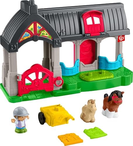 Fisher-Price Little People Toddler Toy Friendly Horses Stable Playset with Sounds, Figures & Accessories for Kids Ages 1+ Years - Image 1
