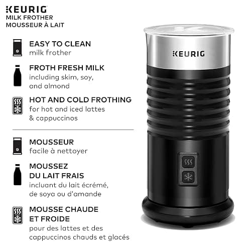 Keurig Milk Frother For Lattes And Cappuccinos, Features Hot And Cold Function, Black thumbnail 3