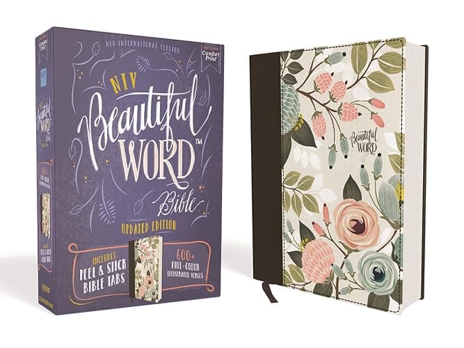 NIV, Beautiful Word Bible, Updated Edition, Journal Edition for Women, 600+ Full-Color Illustrated Verses, Peel/Stick Bible Tabs, Floral Cloth over Board, Red Letter, Comfort Print - Image 1