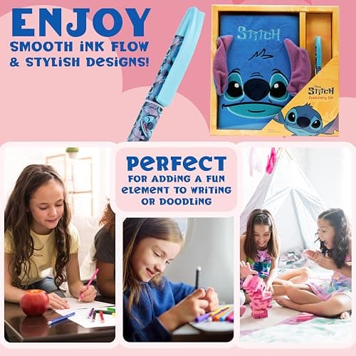 Disney Stitch Gifts for Girls, Diary for Teens Notebook with Pen, Cute A5 Hardcover Journal with Lock, Secret Stationary Set Travel Journal (Blue Fluffy) thumbnail 6
