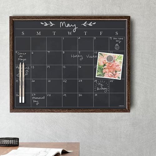 U Brands 16" x 20" Magnetic Monthly Calendar Chalkboard with Rustic Wood Frame, Blackboard Surface, Wall Mountable, Monthly Planner Board, Magnetic Calendar for Home, Office, Kitchen, Classroom thumbnail 2