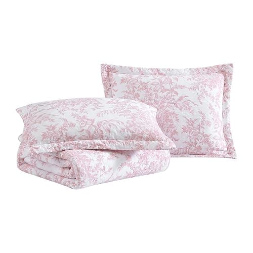 Laura Ashley - Twin Quilt Set, Reversible Cotton Bedding with Matching Sham, Lightweight Home Decor for All Seasons (Bedford Pink, Twin) - Bedford Pink - Twin thumbnail 6