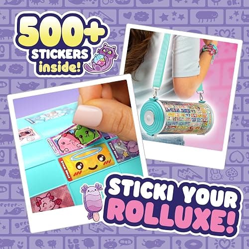 Sticki Rolls Sticki Rolluxe Series 2 - The Original Wearable Shareable Glam Handbag and Craft Kit | Includes 3 Jumbo Stickies, Supplies for 10 Toy Bracelets & 2 Pendants (Teal) thumbnail 4