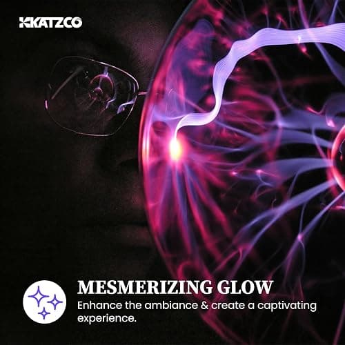 Katzco 7 Inch Plasma Ball Lamp - Touch and Sound Sensitive Electric Globe with Lightning Effects - Plug-in Energy Ball for Parties, Room Decor, and STEM Learning - Static Electricity Sphere for Kids thumbnail 7