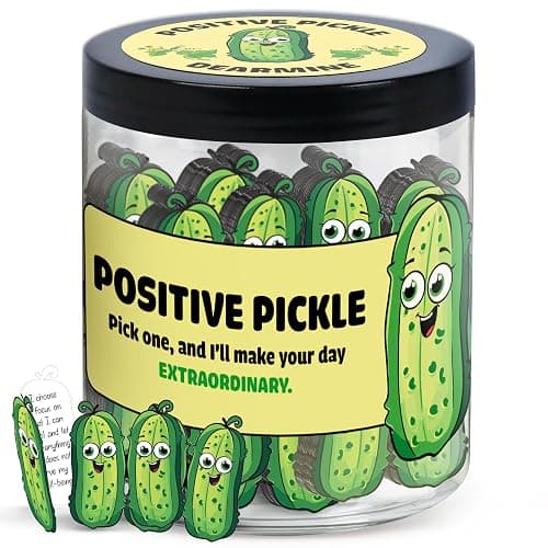 DEARMINE 60 Positive Pickle Cards Jar, Birthday Gifts for Women, Teens, Adults, Back to School Gift, White Elephant Gifts, Stocking Stuffers, Teen Girl Gifts Trendy Stuff - Image 1