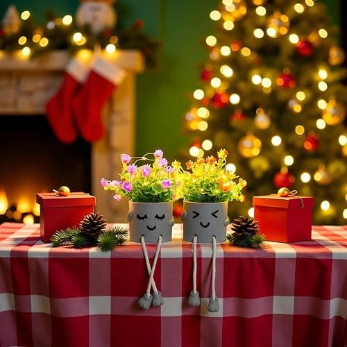 Cute Fake Plants, Flower Pots with String Lights, Fake Plants Artificial For Desk Décor, Office Decor for Women, Shelf Decor for Gift, Bathroom Small Plants Decoration, Mini Plants Window Sill Decor thumbnail 3