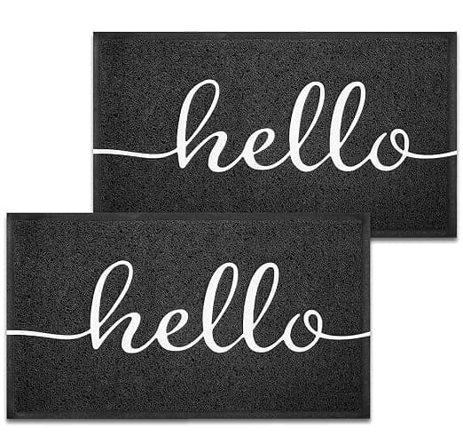EARTHALL Door Mat 2-Pack Outside Inside Hello Doormat 30"x17.5" Durable Floor Mat Non Slip Mat Ultra Absorb Mud Easy Clean Front Doormat for Garage, Entryway, Patio, High Traffic Areas, Black - 1'6" x 2'6" (Rectangular) - 2pack Hello thumbnail 8