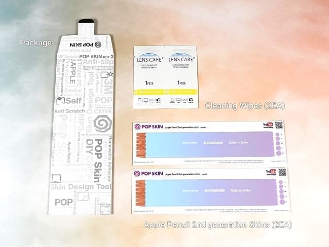Color on Color Design Wrapping Matte Vinyl Skin for Apple Pencil 2nd and Apple Pencil Pro, 2 Units Include (G-01) thumbnail 2