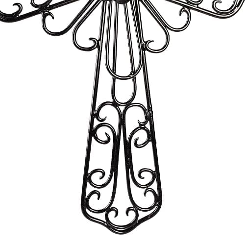 RELY+ Black Wall Cross 14X10 Inch Living Room Décor Outdoor Crucifix Wall Décor Metal Wall Art Decorative Hanging Iron Wrought Wall Décor Crosses for Rustic Indoor Home Valentine's Day Decorations thumbnail 9