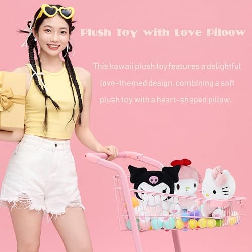 COAQAC Kawaii Plush Toy with Love Piloow, Soft Cartoon Plush, Theme Party Favor, Birthday Gift for Girls Boys (Pink B) - Pink B thumbnail 5
