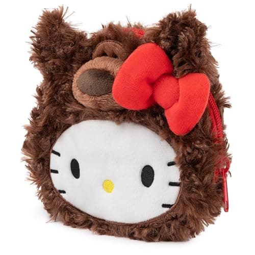 GUND Sanrio Hello Kitty Philbin Teddy Bear Plush Pouch with Zipper for Ages 1 and Up, Brown, 5.5” thumbnail 4