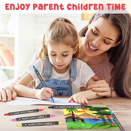 Maqhpu Acrylic Paint Pens, 36 Colours Paint Markers Dual tip Acrylic Markers for Rock Painting Stone Glass Ceramic Wood Metal, Gifts for 4-12 Year Old Girls thumbnail 2