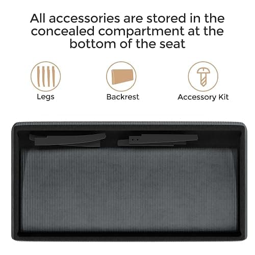 Yaheetech Small Mini Sofa Couch Armless Loveseat Futon for Bedroom, Corduroy Fabric & Easy Assembly, for Small Spaces Living Room,Dorm,Office,Apartment, Dark Grey thumbnail 8