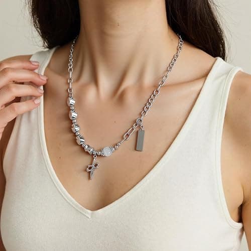 Buyongwant Y2k Irregular Necklace Star Pendant Moonlight Stone Fashion Collar Chain Design Spicy Silver Jewelry for Women thumbnail 3