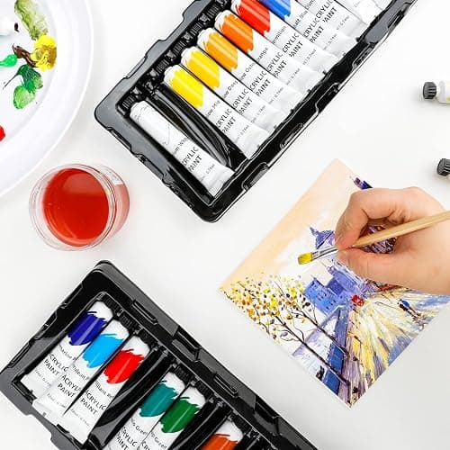 Amazon Basics Acrylic Paint Tubes Set with Rich Pigments, Non Fading, 0.74oz, 24 Colors, Multicolor thumbnail 8