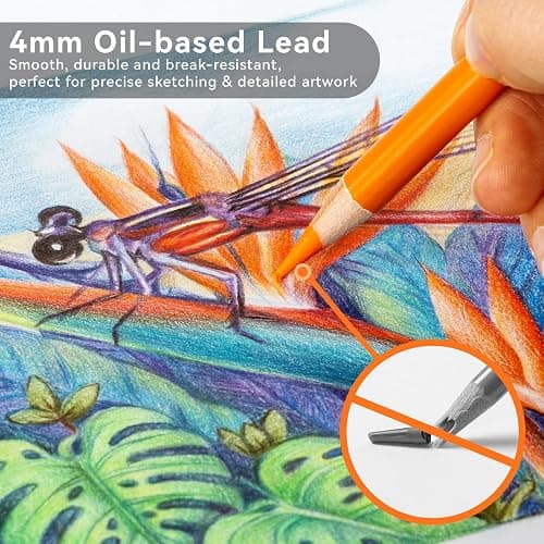 Ohuhu Colored Pencils: 72 Oil-based Drawing Pencils for Coloring Portrait Sketching Landscape, Durable Soft Core, Professional 72 Pack for Artist, Adult & Beginners, Halawa Series thumbnail 6