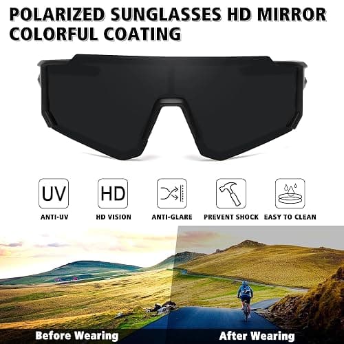 STORYCOAST Polarized Sports Sunglasses for Men Women,Driving Fishing Cycling Mountain Bike Sunglasses UV400 Protection thumbnail 2